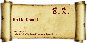 Balk Kamil névjegykártya